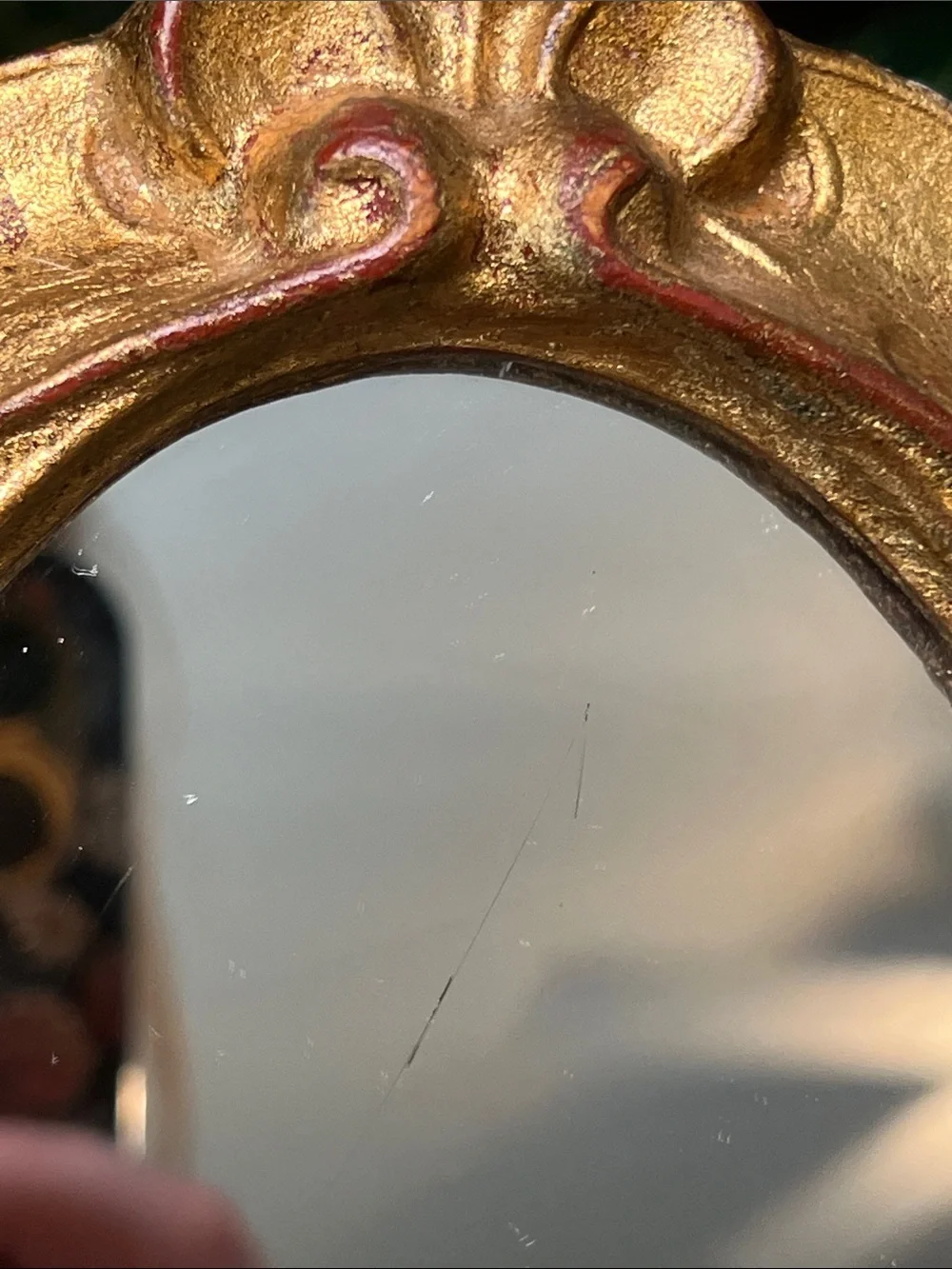Vintage Florentine Rococo Made in Italy Gold Gilt Small Oval Accent Mirror